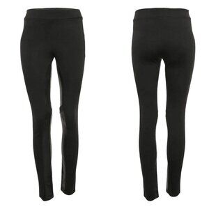 Theory Hasna Rave Leather-Trim Dark Navy Jersey Leggings